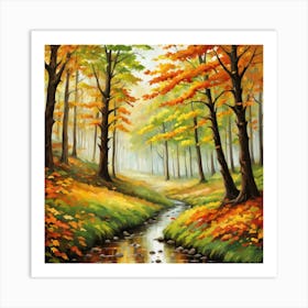 Forest In Autumn In Minimalist Style Square Composition 73 Art Print