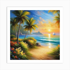 Sunset At The Beach 64 Art Print