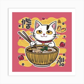 Lucky Cat Ramen Square Art Illustration Painting F Zsmmgdzzqsou Fxtnenlga Oa9q6dtesb F1ybbirrt G Art Print