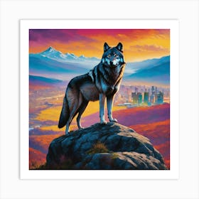 Wolf on a hill Art Print