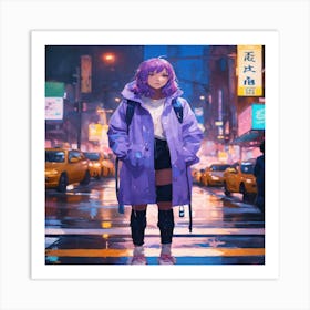 Purple Raincoat Art Print