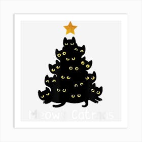 Meowy Catmas Cat Christmas Tree Xmas Girls Boys Funny 1 Art Print