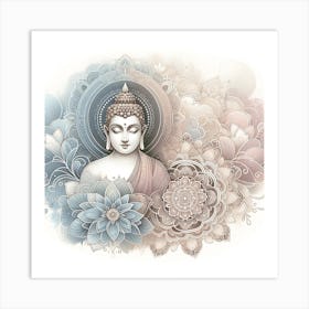 Buddha And Flowers Art Print