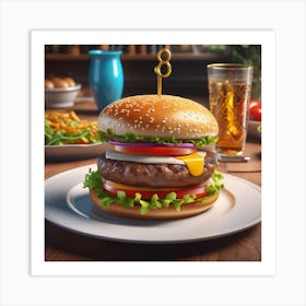 Hamburger On A Plate 175 Art Print