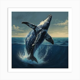 Humpback Whale Jumping Art Print