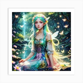 Moonlit Serenade: The River Fairy's Enchantment Part 3 Art Print