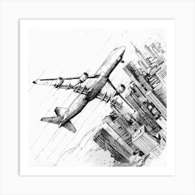 Airplane In Flight Art Print