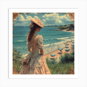 Victorian Woman At The Beach Art Print