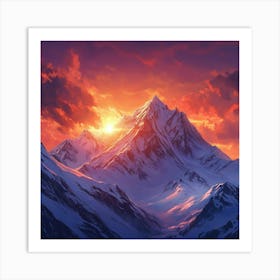 Dynamic Mountain Sunset Landscape 6 Art Print