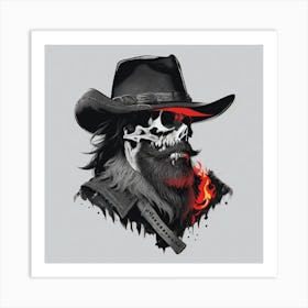 Dreamshaper V7 A Rugged Cowboy With A Skull For A Face Red Hi 1 Art Print
