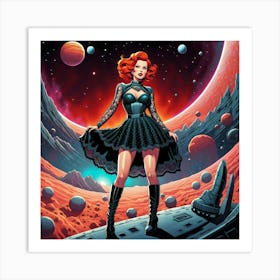 Girl In Space Art Print