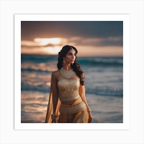 Golden Bride On The Beach 1 Art Print