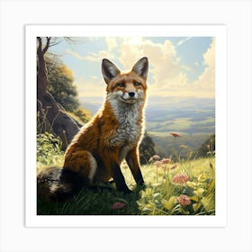 Red Fox In The Countryside Art Print