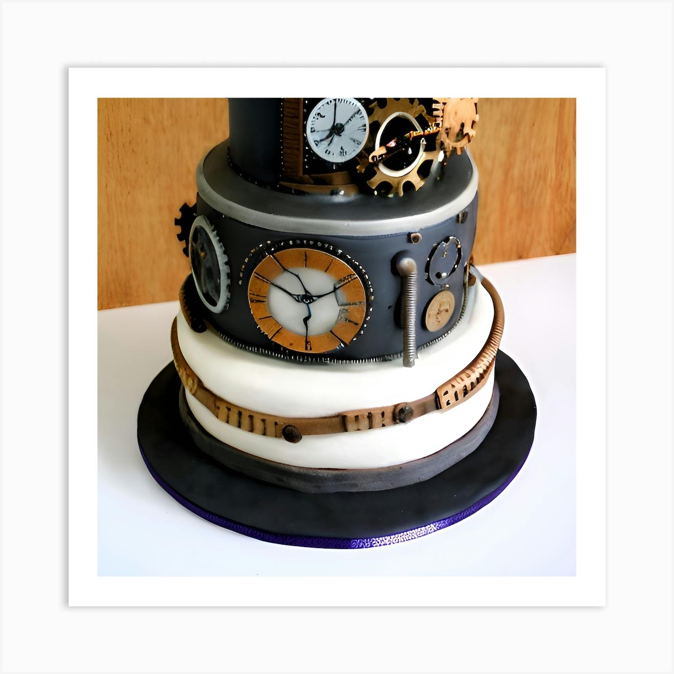Goth cake on top of a black wooden table that looks steampunk with black  office background, hyperdetailed, intricately detailed - AI Generated  Artwork - NightCafe Creator
