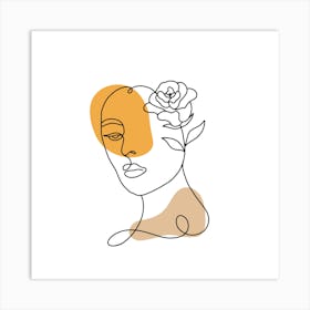 Woman Face Silhouette Floral Art Print