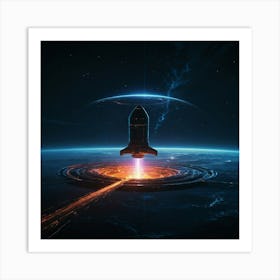 Spaceship In Space Art Print