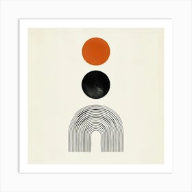 Minimalist Abstract Artwork With Circles And Black Arch Art Print