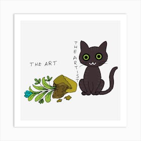 Artist Black Cat And His Artistic Talent Art Print
