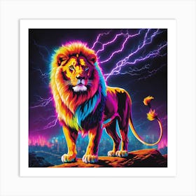 Neon Lion 1 Art Print