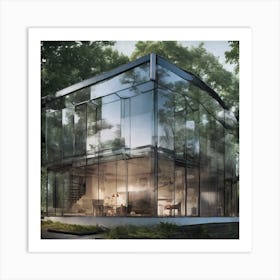 Glass House In The Woods Art Print