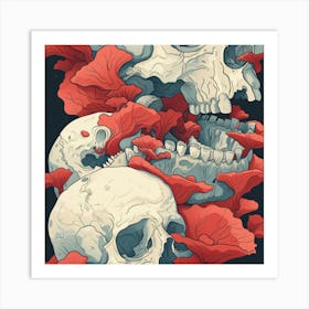 Skulls And Flowers Art Print