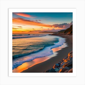 Sunset At The Beach Art Print