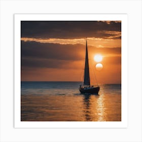 Sailboat At Sunset 1 Art Print