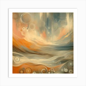 Abstract Painting Muted Serenity: Background Image with Surreal Touches in Vintage European Style Art Print