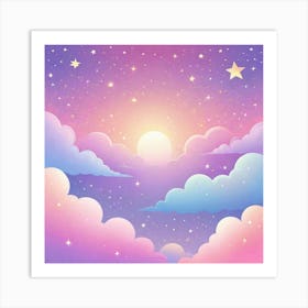 Sky With Twinkling Stars In Pastel Colors Square Composition 205 Art Print