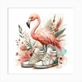 Strut in Style: A Fusion of Flamingo Grace and Sneaker Swag Art Print