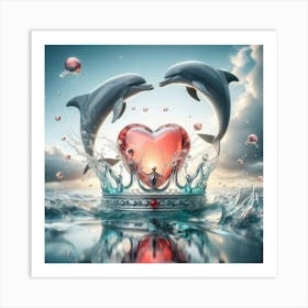 Dolphins In A Crown Art Print