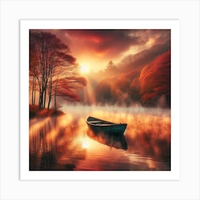 A Boat on a Lake Art Print