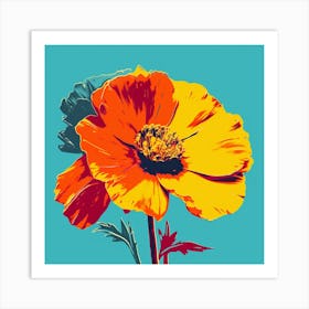 Andy Warhol Style Pop Art Flowers Marigold 1 Square Art Print