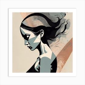 Girl From Side Illustration Art Print