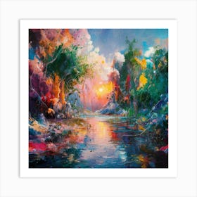 A stunning oil painting of a vibrant and abstract watercolor 17 Art Print
