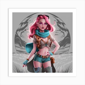 Girl With Pink Hair 5 Art Print