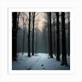 Default Concept Description Serene Snowcovered Forest At Dusks Art Print