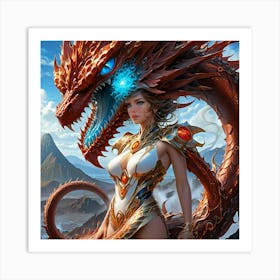 Woman With A Dragon jgh Art Print