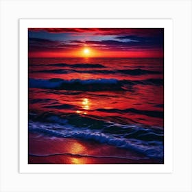 Sunset On The Beach 602 Art Print