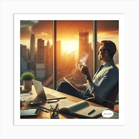 Businessman At Work Art Print