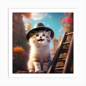 Cat In Hat Art Print