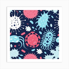 Bacteria And Viruses Seamless Pattern Art Print