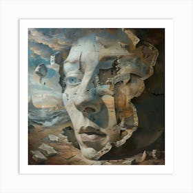 Fragmented Realities: A Visage of Time Art Print