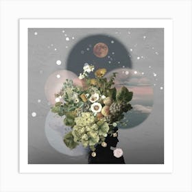 Lunar Blossoms – Mystical Moon Art for Modern Interiors Art Print