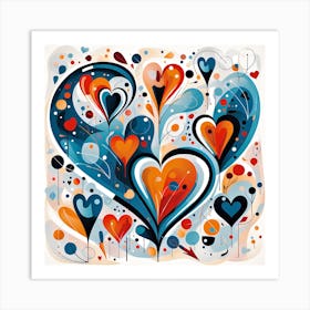 Abstract Hearts Art Print