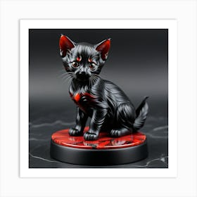 Pequeña Estatua Gato Rojinegro Art Print