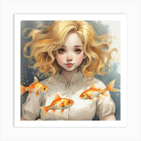 Goldfish Girl Art Print