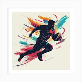 Rugby Player Running 6 Art Print