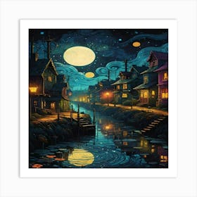 Night In The Town 1 Art Print