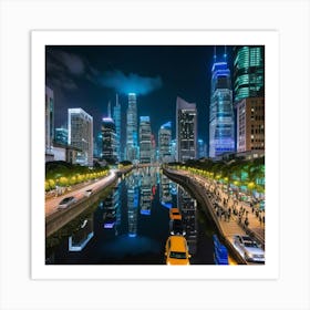 Hong Kong City At Night 5 Art Print